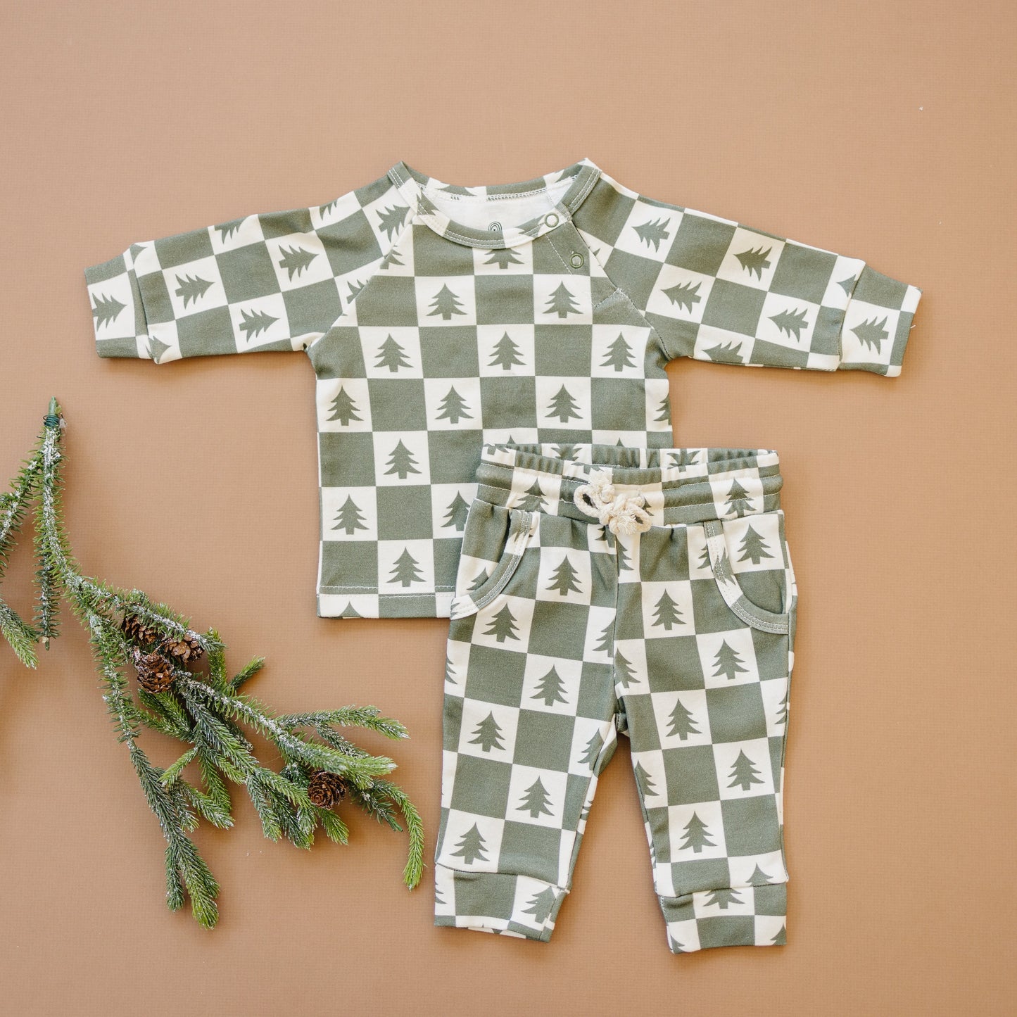 Checkered Christmas Trees Organic Cotton Set | Baby, Toddler & Kids