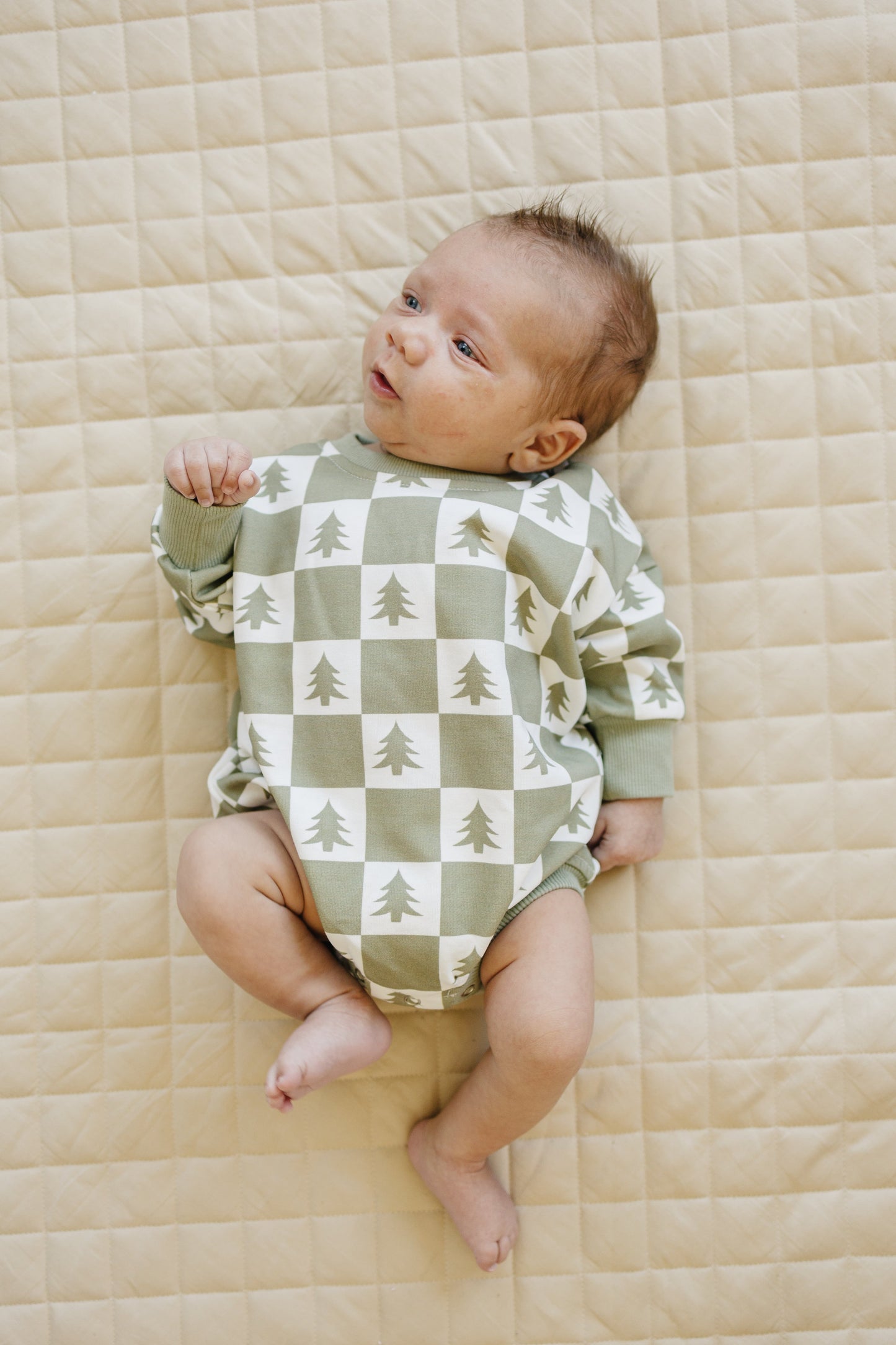 Checkered Christmas Tree Sweatshirt Romper | Baby & Toddler