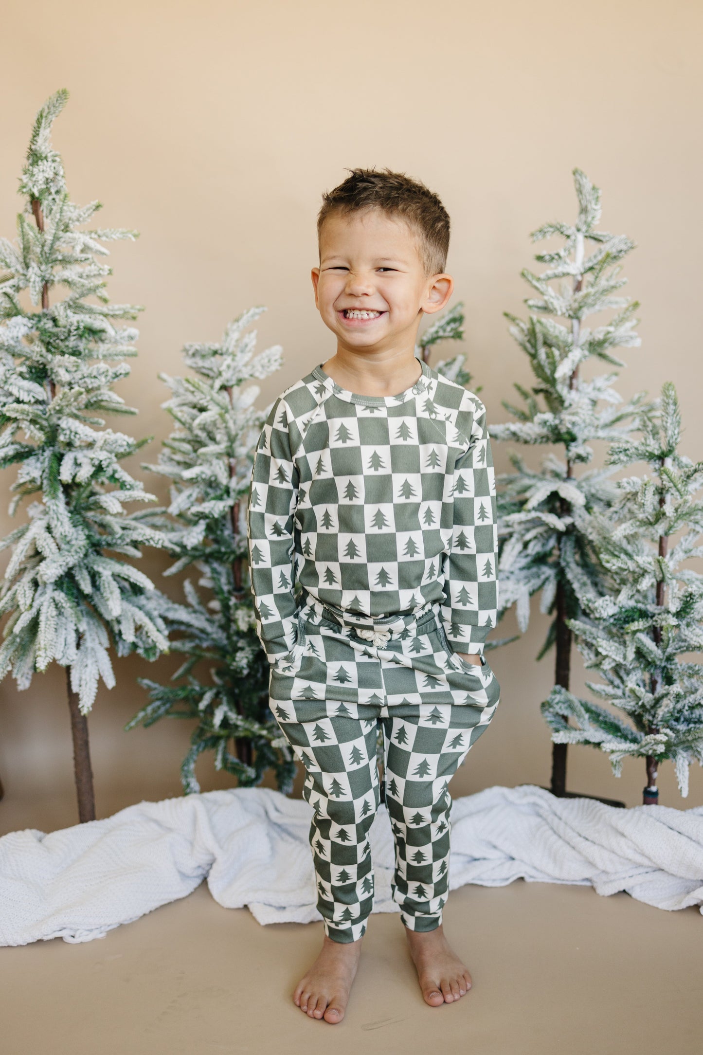 Checkered Christmas Trees Organic Cotton Set | Baby, Toddler & Kids