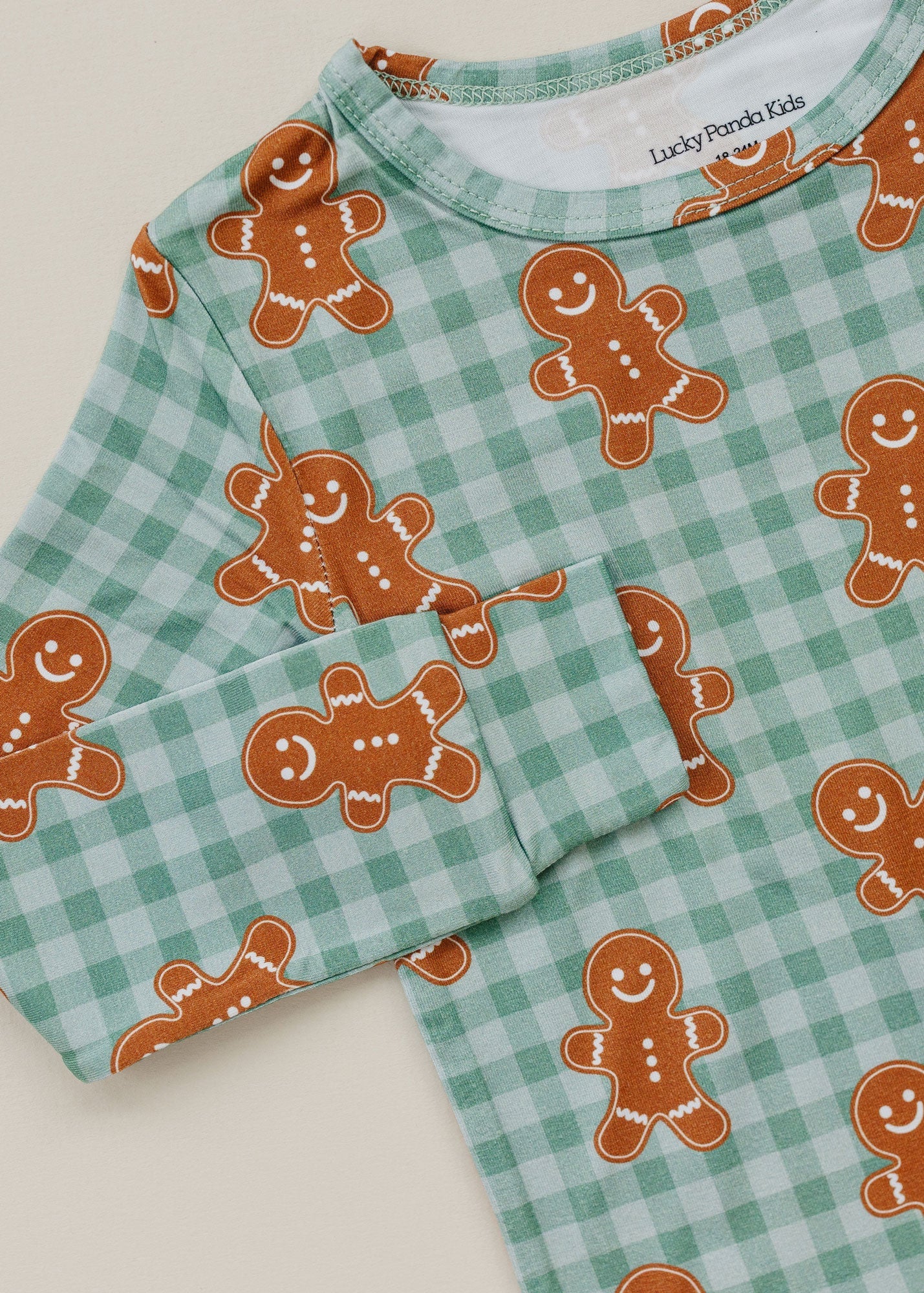 Gingerbread Gingham Bamboo Two Piece Pajama Set | Toddler & Kids