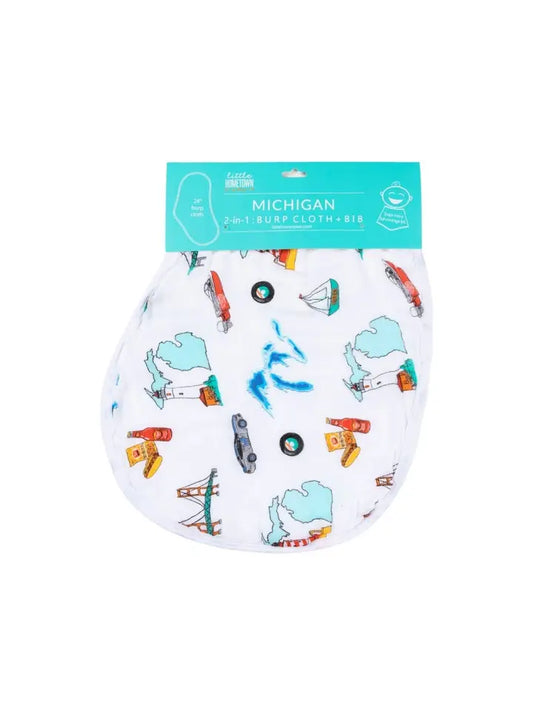 Michigan Baby Burp Cloth and Bib