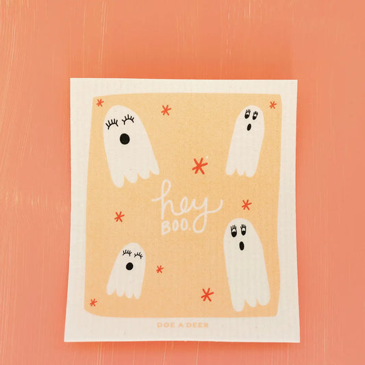 Hey Boo Ghost Swedish Dishcloth