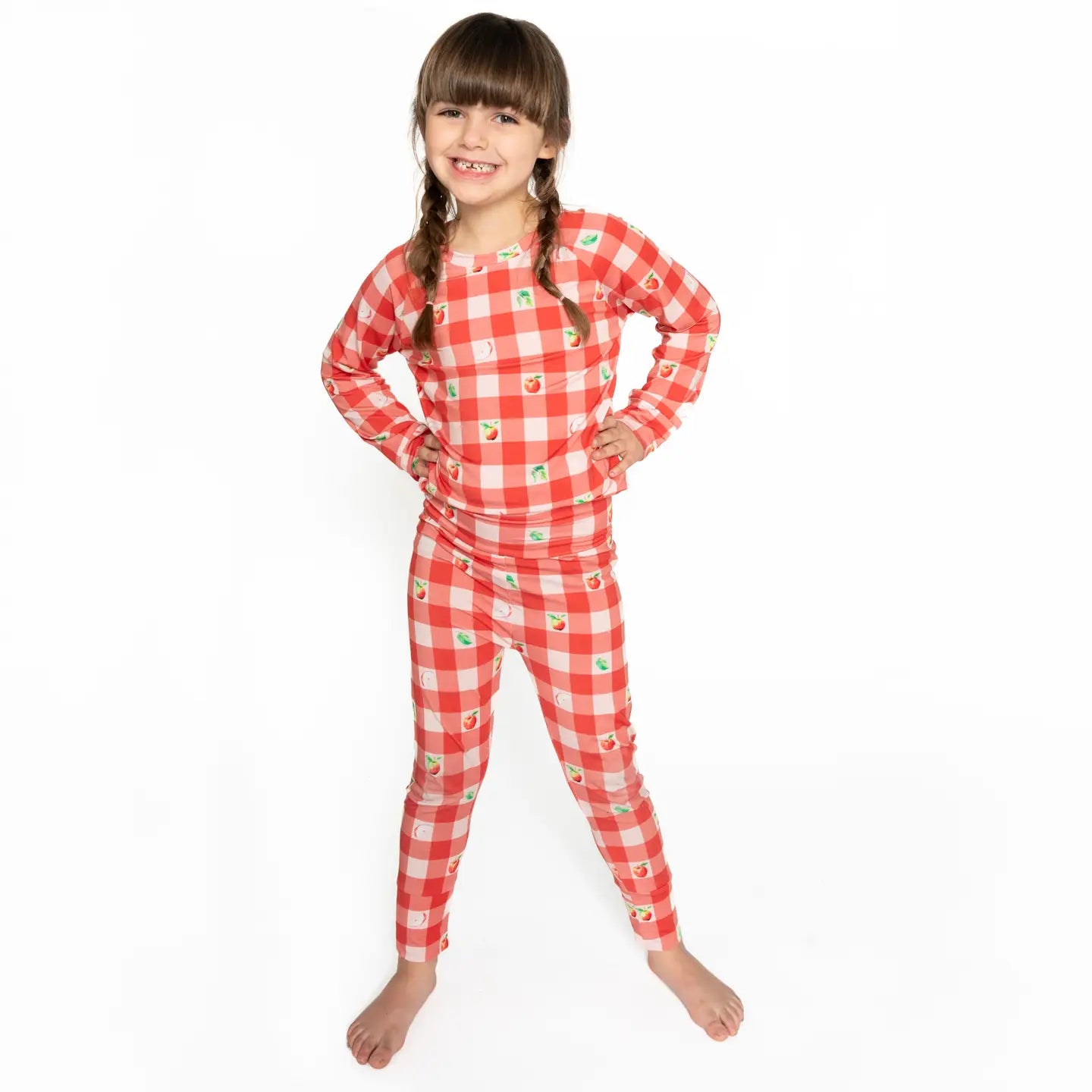A Gingham Good Time Apple Bamboo Pajamas | Toddler & Kids