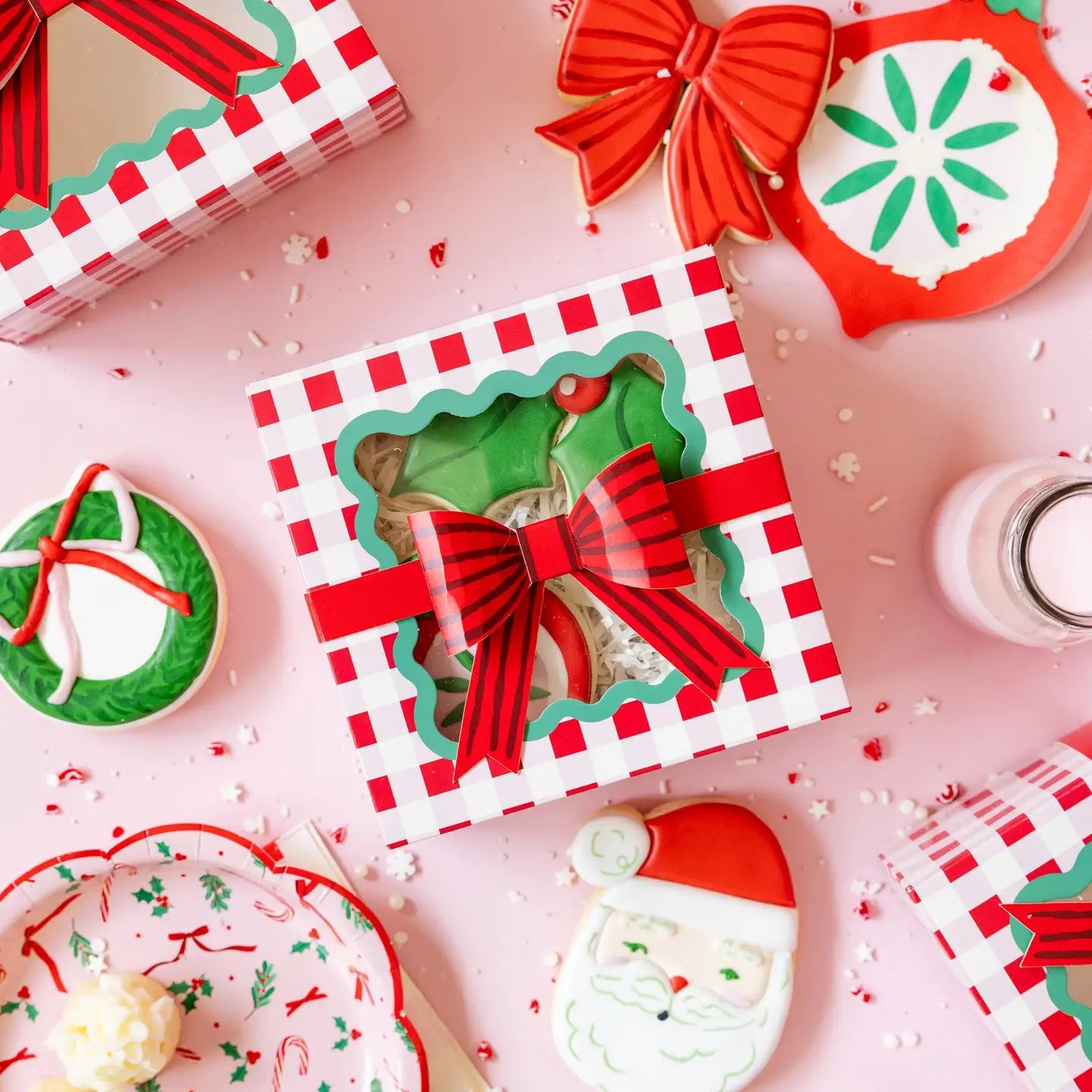 Gingham Christmas Cookie Boxes
