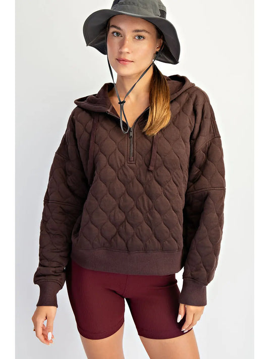 Quilted Quarter Zip Hoodie | 2 Colorways