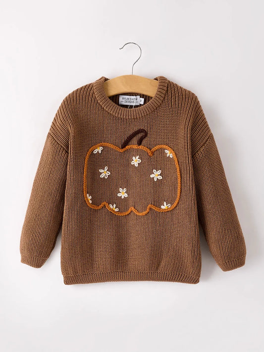 Brown Pumpkin Sweater | Toddler & Kids