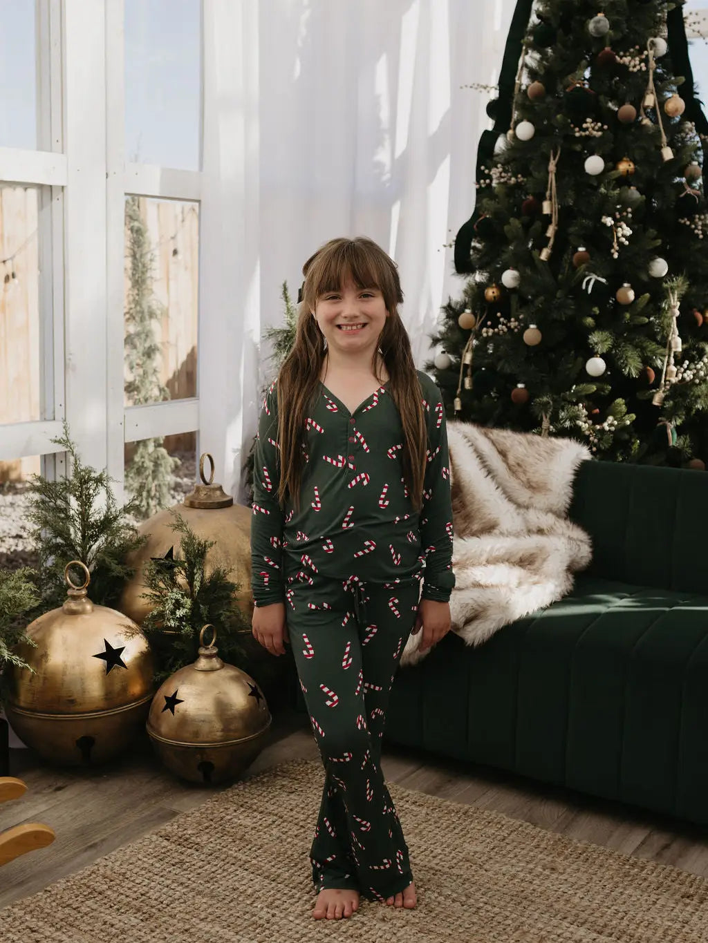 Candy Cane Lane Bamboo Pajamas | Flare Leg Girls & Teens