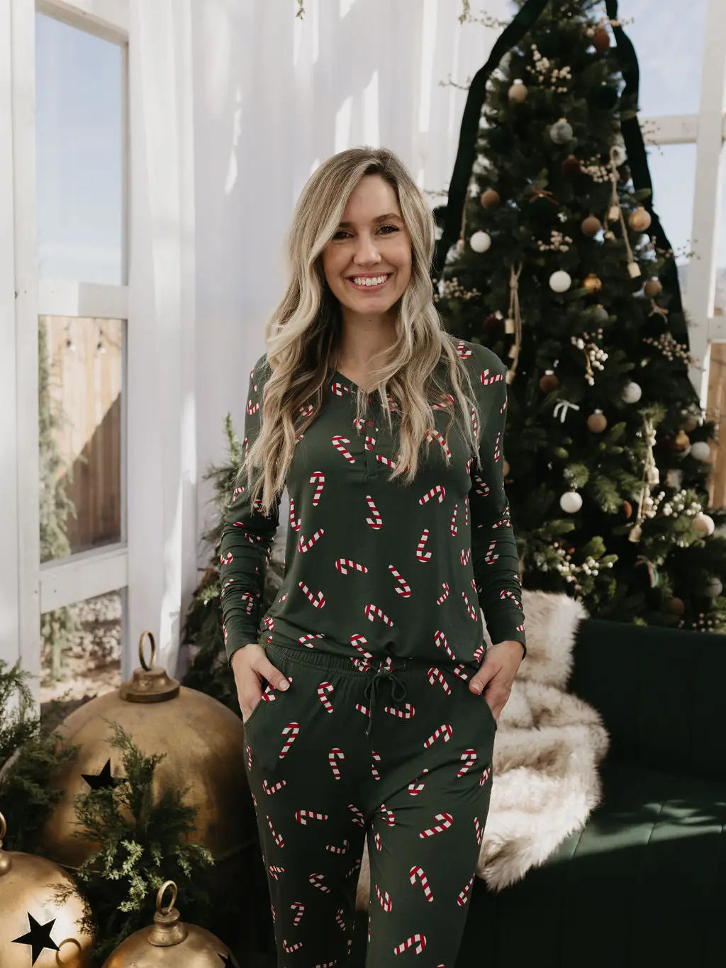 Candy Cane Lane Bamboo Pajamas | Women