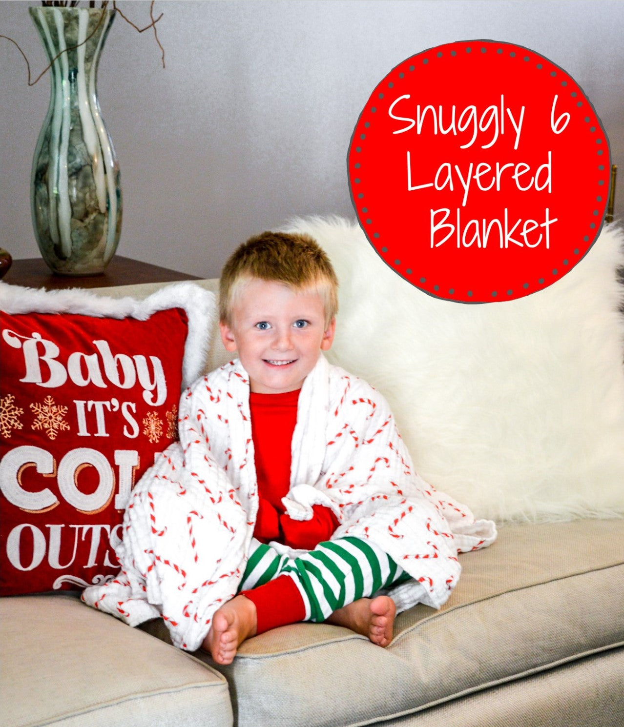 Candy Cane Muslin Baby Blanket
