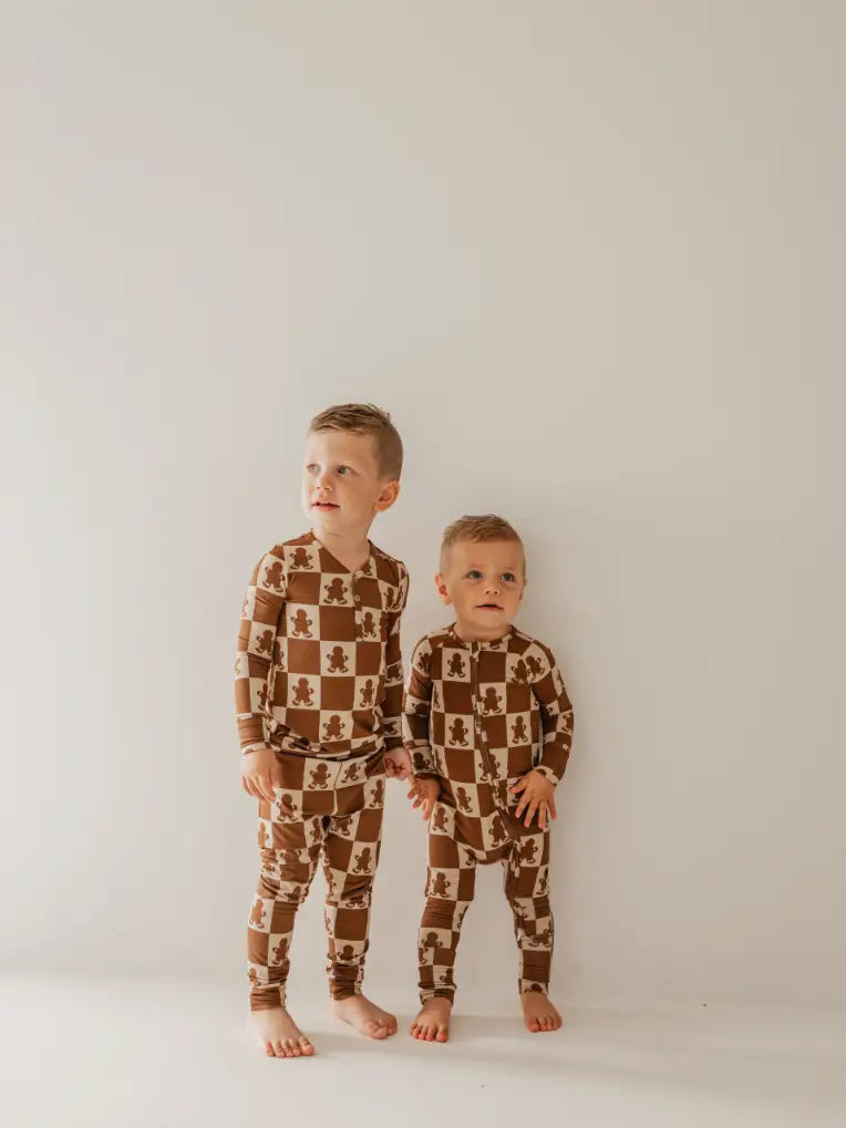 Gingerbread Check Bamboo Pajamas | Toddler & Kids
