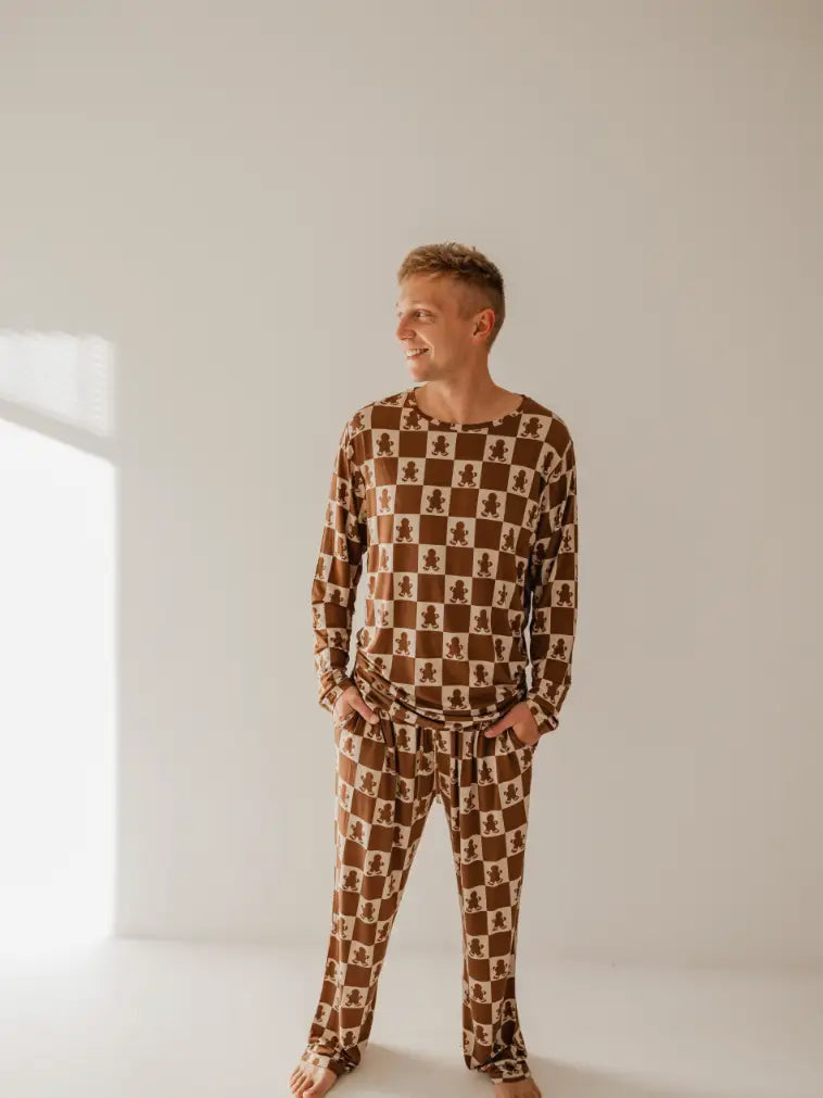 Gingerbread Check Bamboo Pajamas | Mens