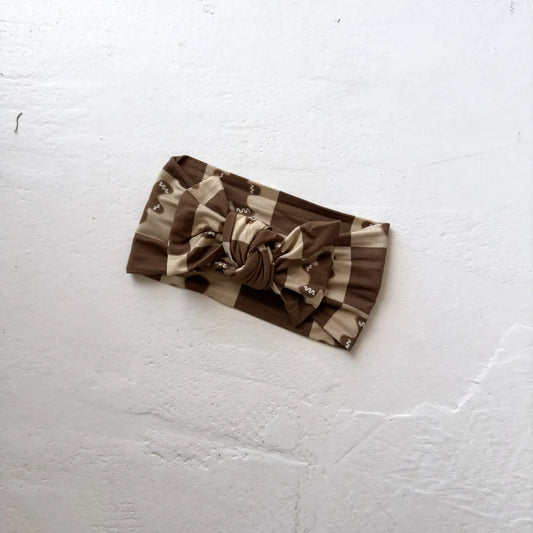 Gingerbread Check Bamboo Pajamas Bow Headband