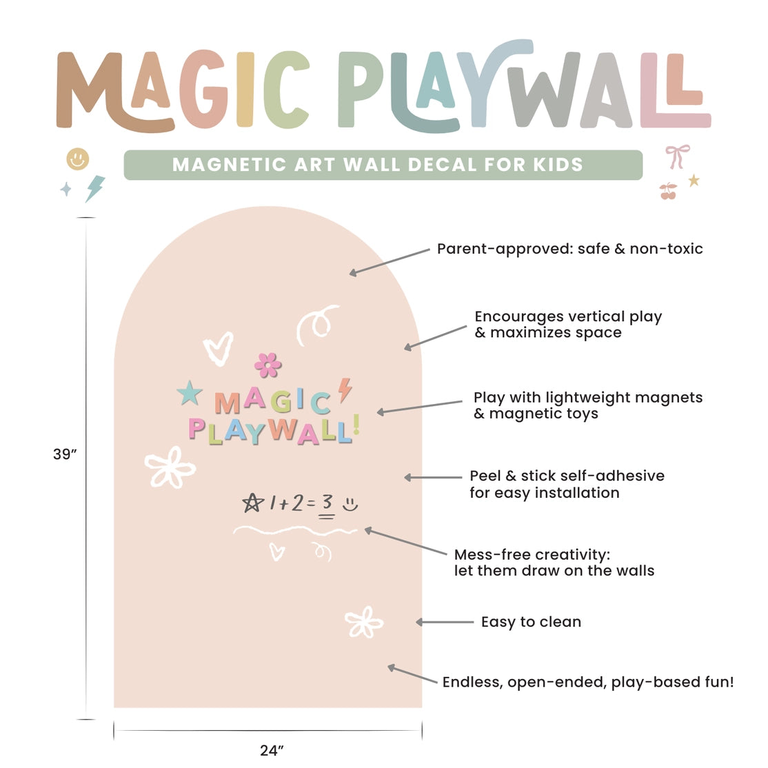 Magic Playwall Magnetic Wall Decal | 4 Colorways