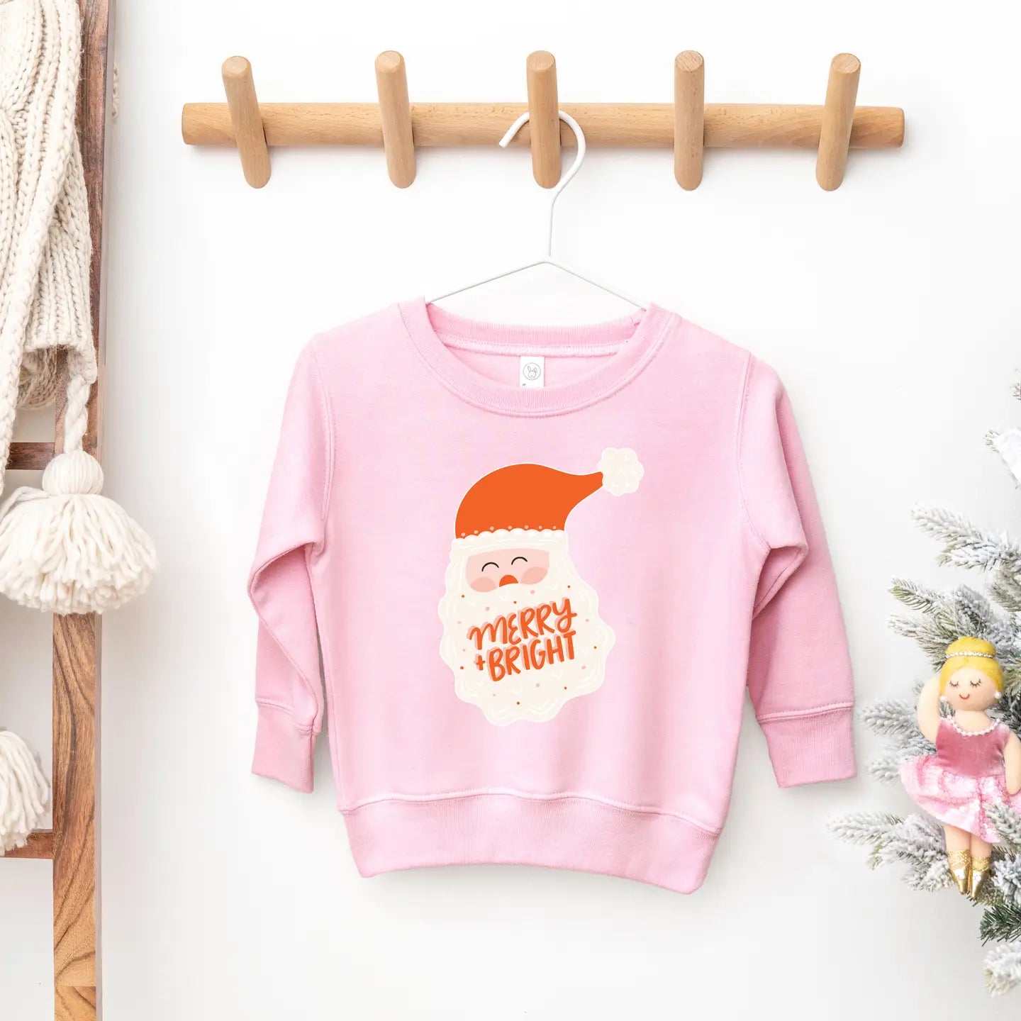Merry and Bright Santa Christmas Sweatshirt | Toddler & Kids