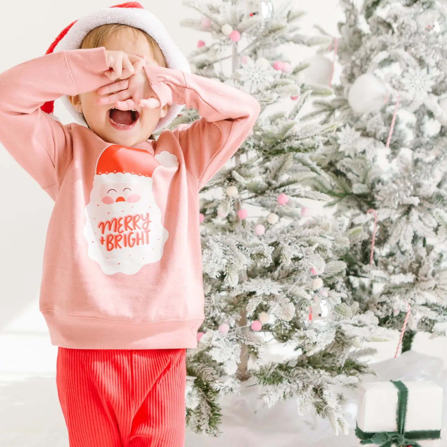 Merry and Bright Santa Christmas Sweatshirt | Toddler & Kids