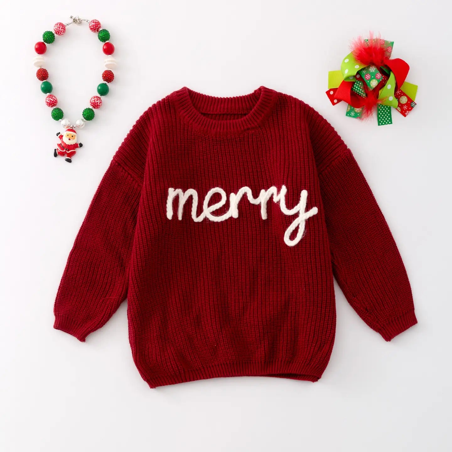 Red Merry Embroidered Sweater | Baby & Toddler