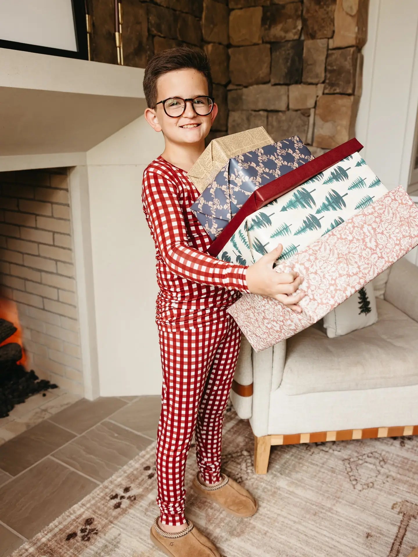 Peppermint Plaid Family Pajamas | Toddler & Kids Fitted