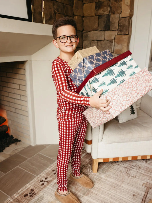 Peppermint Plaid Family Pajamas | Toddler & Kids Fitted