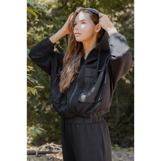 Modal Scuba Pocket Hoodie Jacket | Black