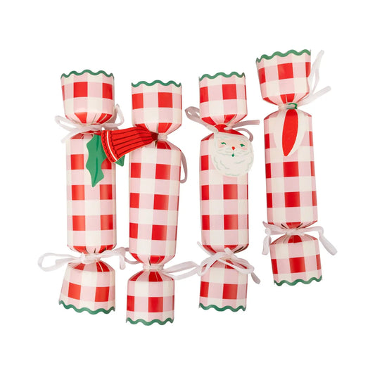 Gingham Christmas Popper Crackers | Set of 12