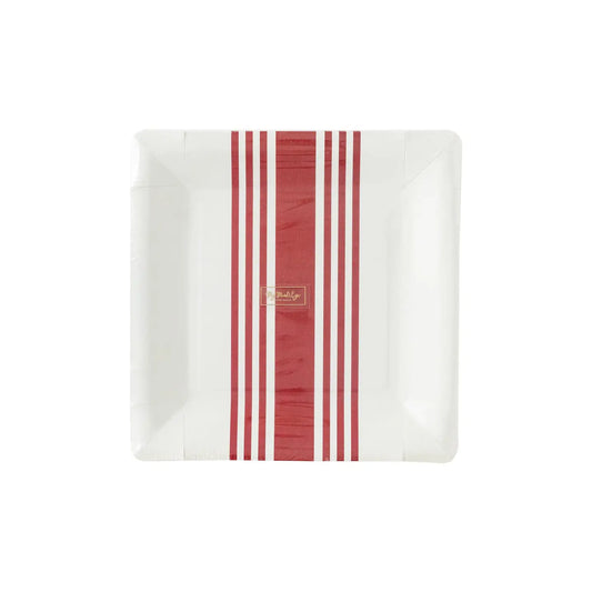 9" Red Striped Plates