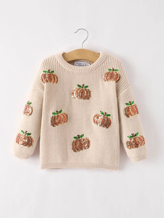 Pumpkin Sequin Sweater | Toddler & Kids