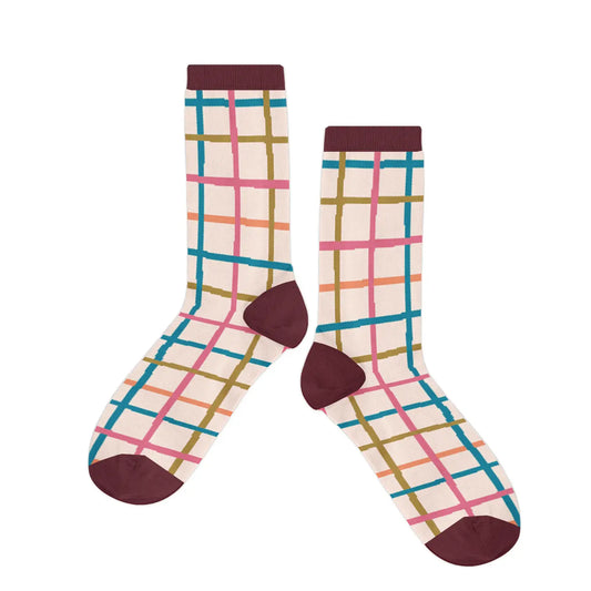 Pink Plaid Socks