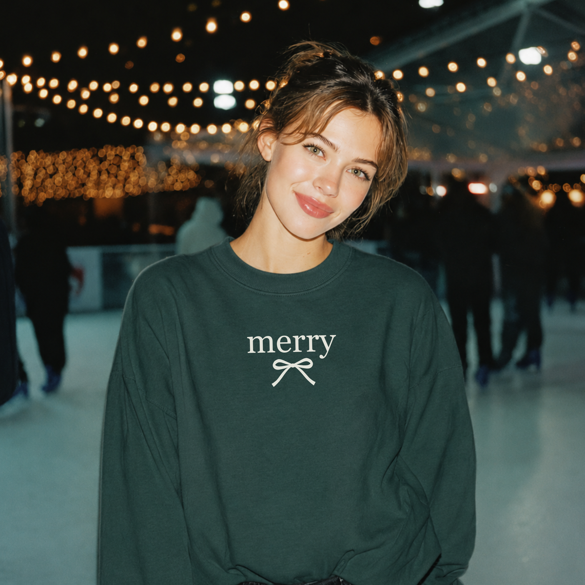 Merry Bow Christmas Sweatshirt | Minimal Holiday Crewneck