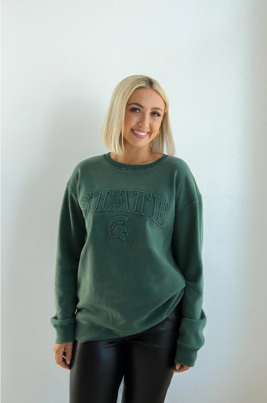Michigan State Embossed Comfort Crew