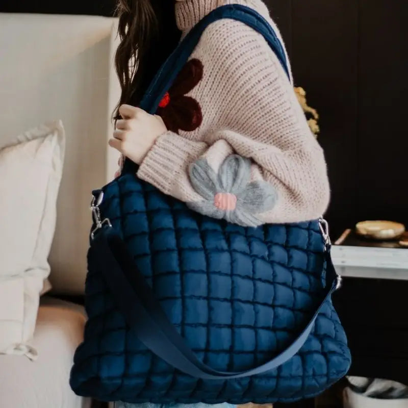 Large Quilted Puffer Weekend Tote | Multiple Colors