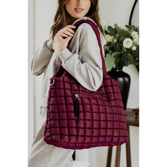 Large Quilted Puffer Weekend Tote | Multiple Colors