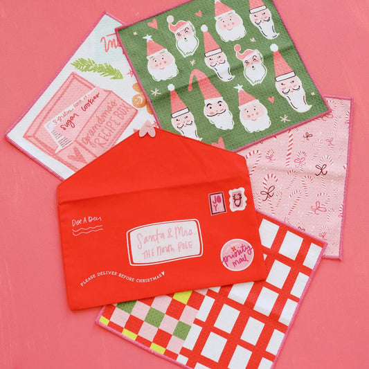 Letters To Santa Waffle Cloths - Set of 4