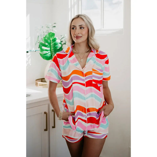 Multicolored Abstract Wave Pajama Women's