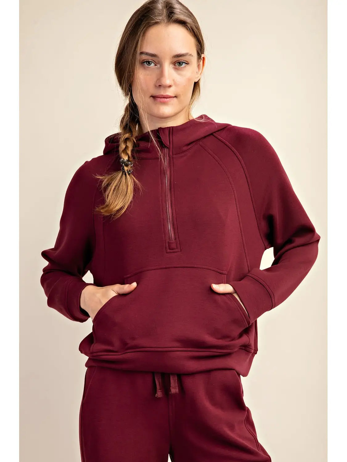 Modal Scuba Quarter Zip Hoodie Jacket | 2 Colorways